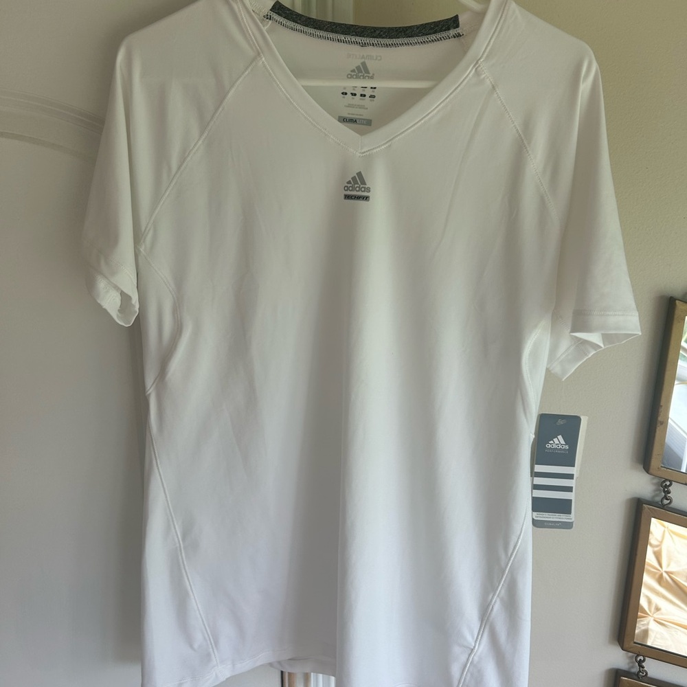 Adidas White V-Neck T-Shirt